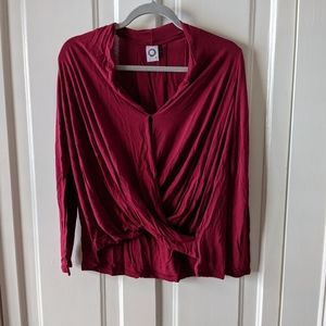 Long Sleeve Wrap Blouse
